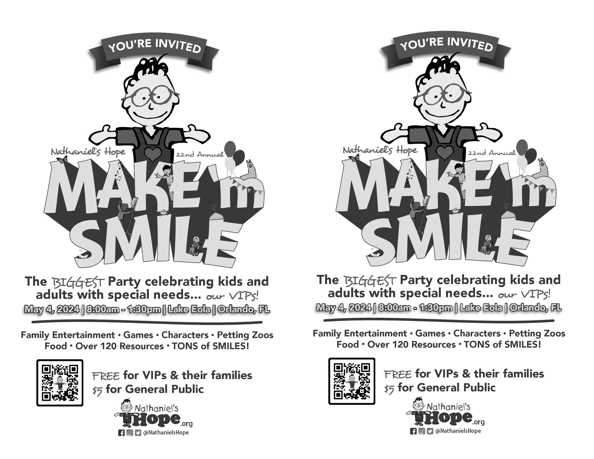 MAKE 'm SMILE Orlando Promotional Material Nathaniel's Hope